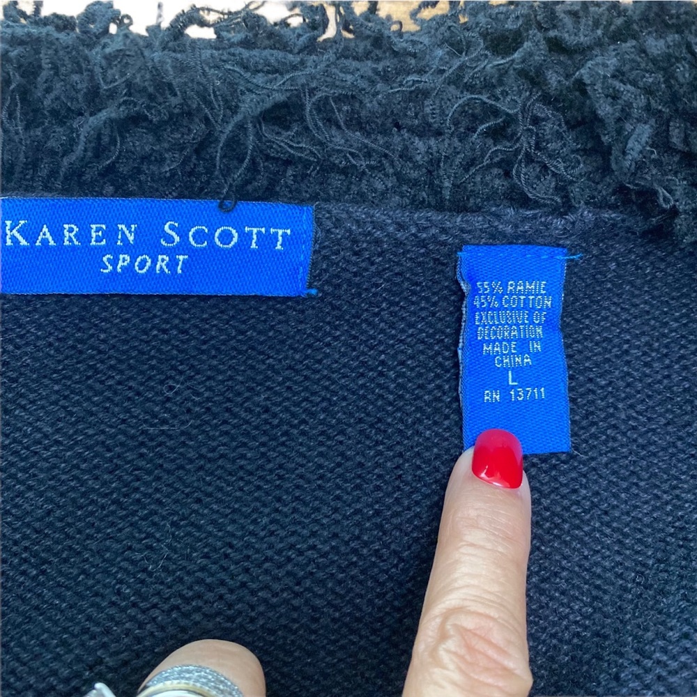 Karen Scott Sport Womens Ugly Christmas Sweater Cardigan Winter Ugly Sweater L - Picture 4 of 7